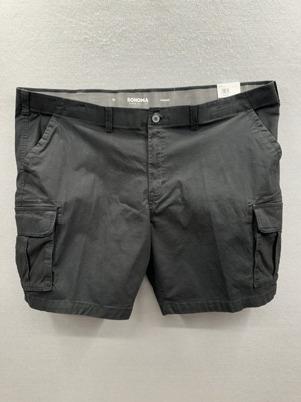 NWT Sonoma Cargo Shorts Mens Size 52 Inseam 9" Flexwear Black Stretch Comfort